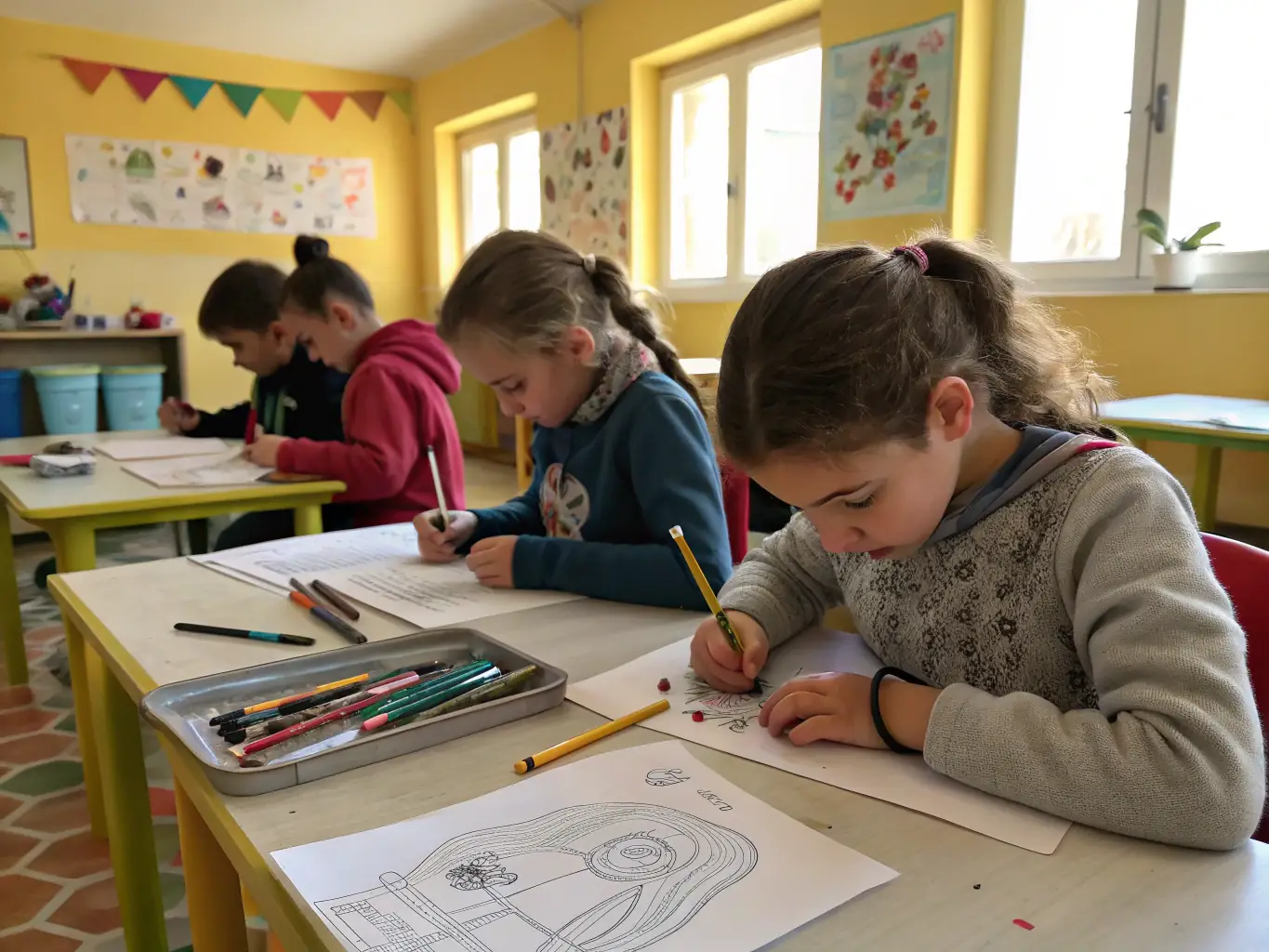 An image of children participating in an interactive art workshop, demonstrating the educational impact of cultural experiences.